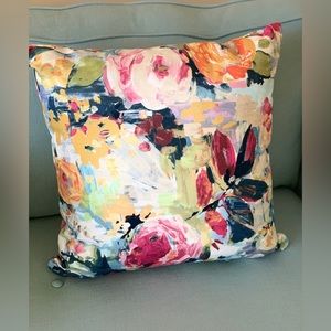 Mural print floral accent pillow